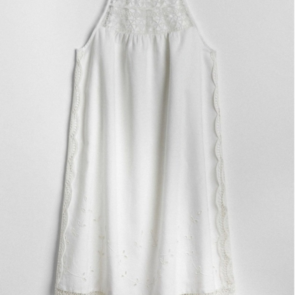 Gap White Crochet Lace Cami Linen Dress Size XS